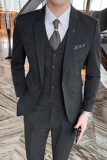 英伦条纹婚礼西装男套装新郎结婚三件套帅气商务1012-SJT825，男装西服套装，星座1012