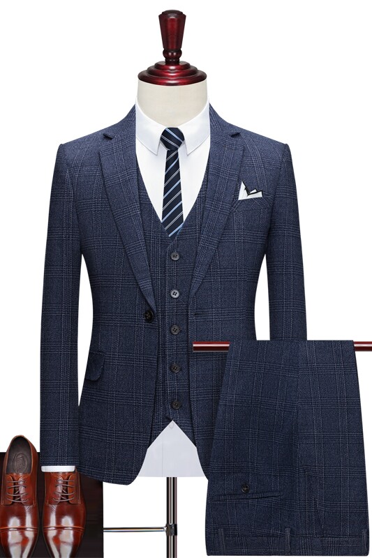 英伦千鸟格西装男套装三件套帅气修身礼服新郎结婚SJT816-P260,男装西服套装,星座1012