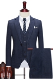 英伦千鸟格西装男套装三件套帅气修身礼服新郎结婚SJT816-P260，男装西服套装，星座1012