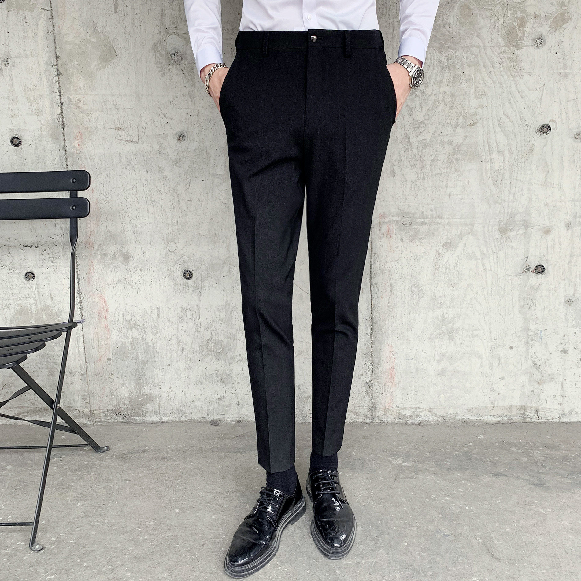 四季款条纹西裤男长裤西服裤子休闲百搭抗皱1012,男装休闲裤,星座1012