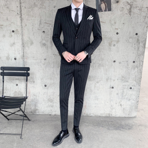 英伦时尚西装男套装三件套条纹西服新郎礼服职业商务SJT808-P260图片