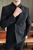 21秋冬韩版双排扣格子西服套装男英伦西装两件套礼服LJT865-P230，男装西服套装，星座1012