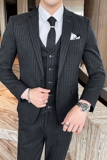 秋冬新款条纹西装男套装三件套结婚礼服修身西服SJT813-P270，男装西服套装，星座1012
