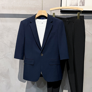 夏季七分袖西服上衣外套纯色西装中袖XZ01-P70