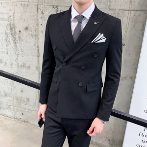 英伦修身双排扣西装男套装三件套礼服休闲潮流礼服SJT806-P260图片