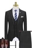 假模图双线格子西服套装男三件套商务职业礼服西装正装823-P280，男装西服套装，星座1012