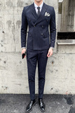 秋冬高品质男士双排扣条纹西服三件套结婚礼服1012-SJT810-P295，男装西服，星座1012