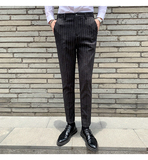秋冬新款男士西裤商务绅士条纹休闲裤修身西裤K809-P70，男装西裤，星座1012