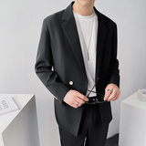 宽松西装套装男帅气宽松西服两件套纯色休闲礼服海蓝DX857-P120，男装西服套装，星座1012