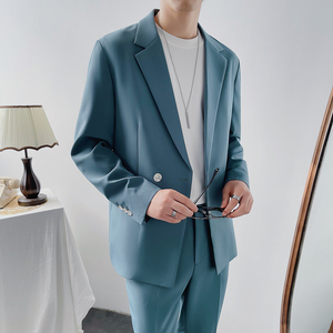 青年帅气微宽松西装男外套纯色休闲西服上衣薄款DX857-P120图片