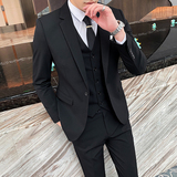 英伦修身西装男套装三件套商务职业帅气新郎结婚礼服SJT831-P240，男装西服套装，星座1012
