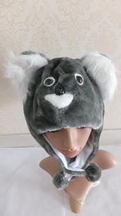 包邮斑马考拉小河马长颈鹿马的头套帽子儿童动物角色扮演头饰道具