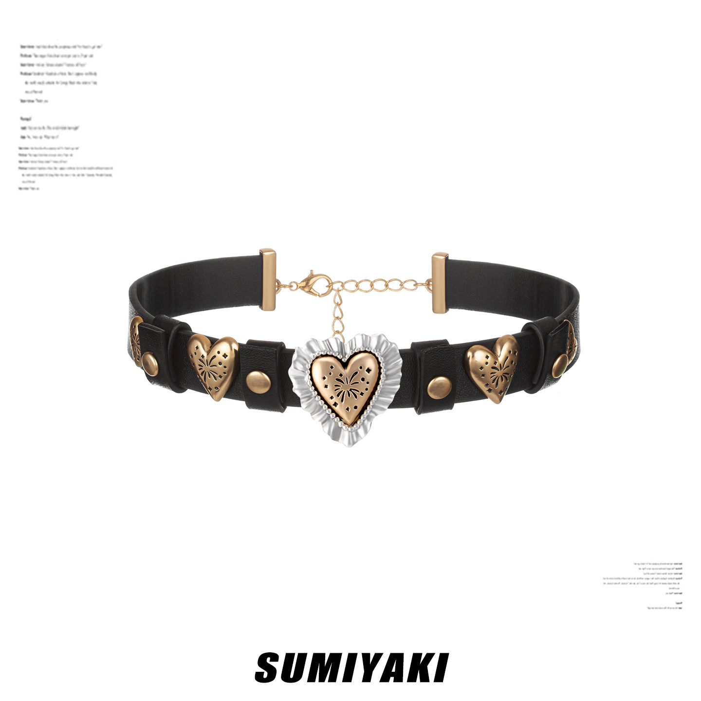 SUMIYAKI烟花爱心系列皮革锁骨链甜酷风简约百搭项链小众颈链