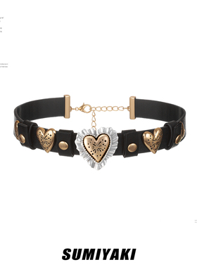 烟花爱心系列皮革锁骨链