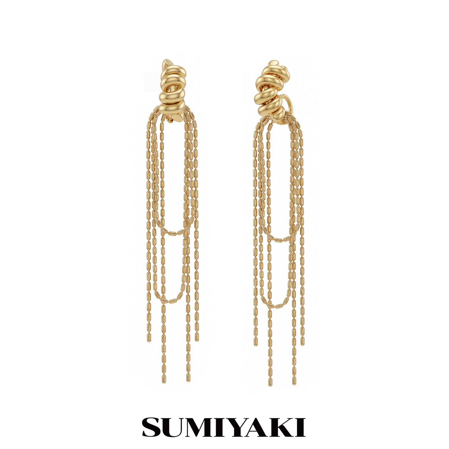 SUMIYAKI 线构系列 长款多层链条耳环简约中性女