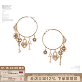 SUMIYAKI 爱锁芯系列秋冬美式 复古风钥匙爱心耳环显瘦大耳圈女