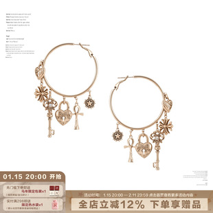 SUMIYAKI 爱锁芯系列秋冬美式复古风钥匙爱心耳环显瘦大耳圈女