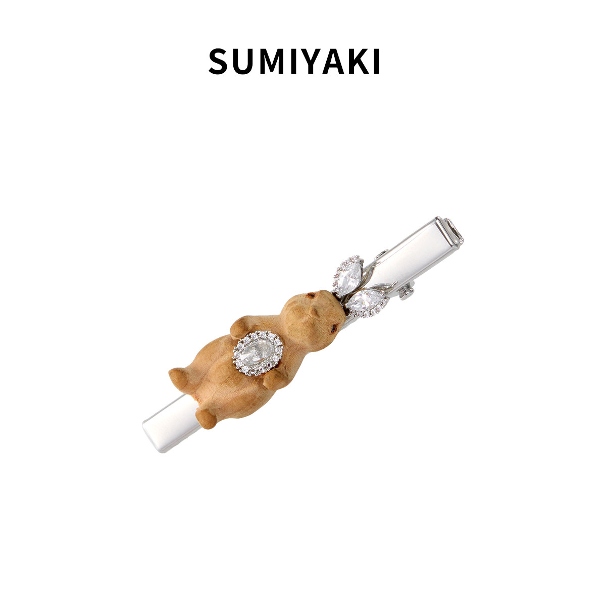 SUMIYAKI 木雕系列 天然木头崖柏兔子发夹边夹刘海夹生日礼物