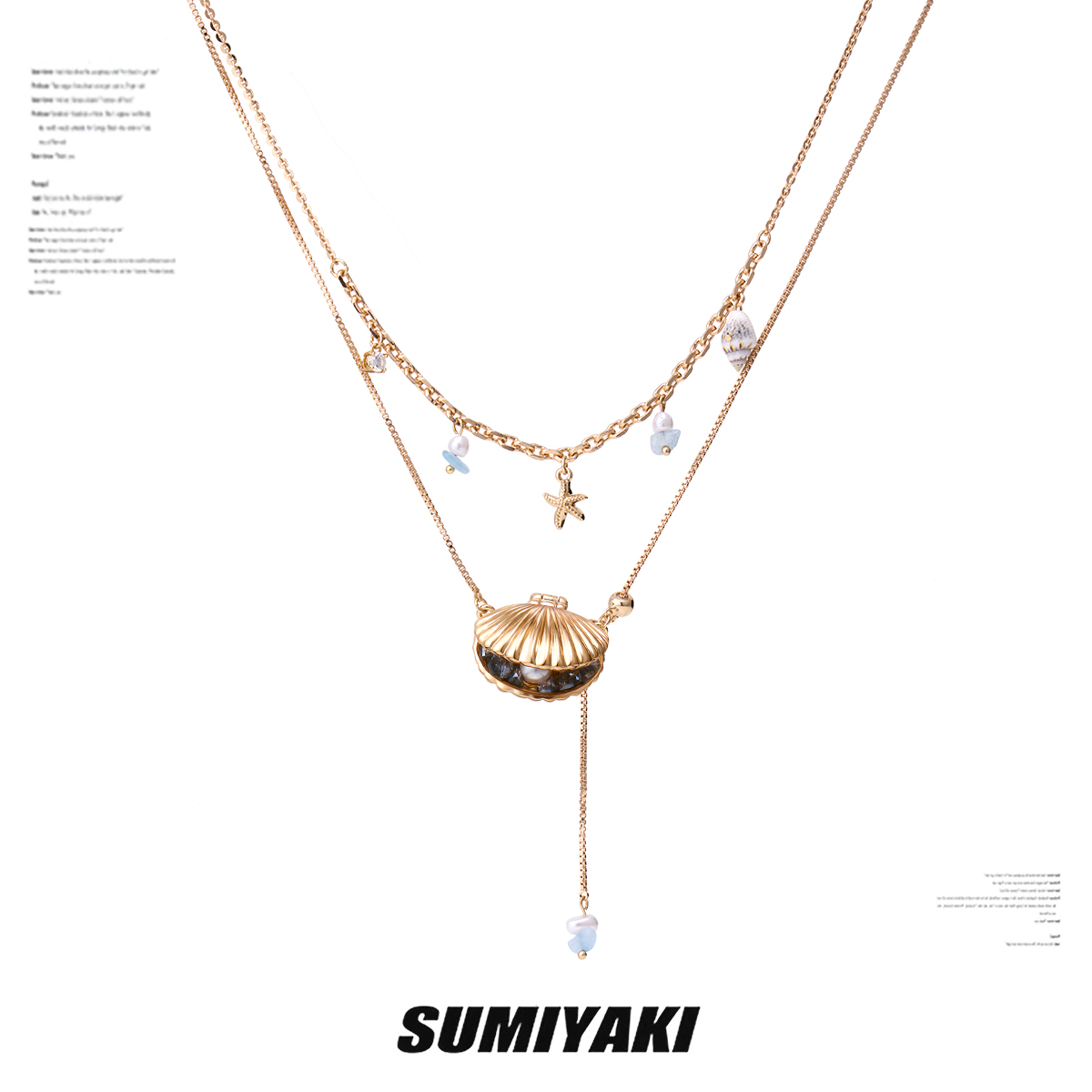 SUMIYAKI金色貝殼雙層項鏈