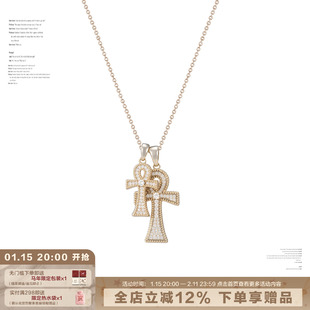 SUMIYAKI 满钻安卡十字架吊坠项链轻奢风高级毛衣链女
