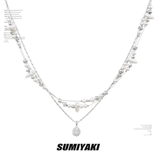 SUMIYAKI破碎珍珠双层锁骨链