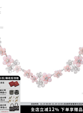 贝母粉色樱花项链甜酷锁骨链女
