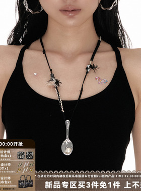 秋冬简约编绳勺子项链毛衣链女