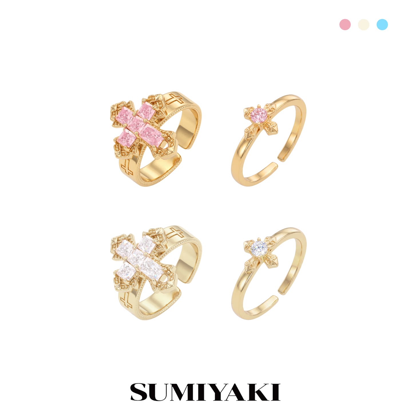 SUMIYAKI绮梦系列情侣戒指组合锆石指环女对戒小众可调节尾戒新款图片