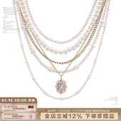 珍珠项链女多层叠带轻奢小香风颈链 女高 明星同款 复古美式