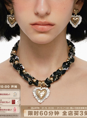 烟花爱心系列秋冬复古丝巾项链