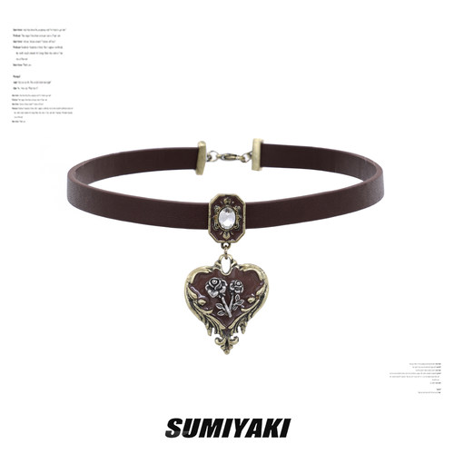 SUMIYAKI焦糖玫瑰皮革锁骨链