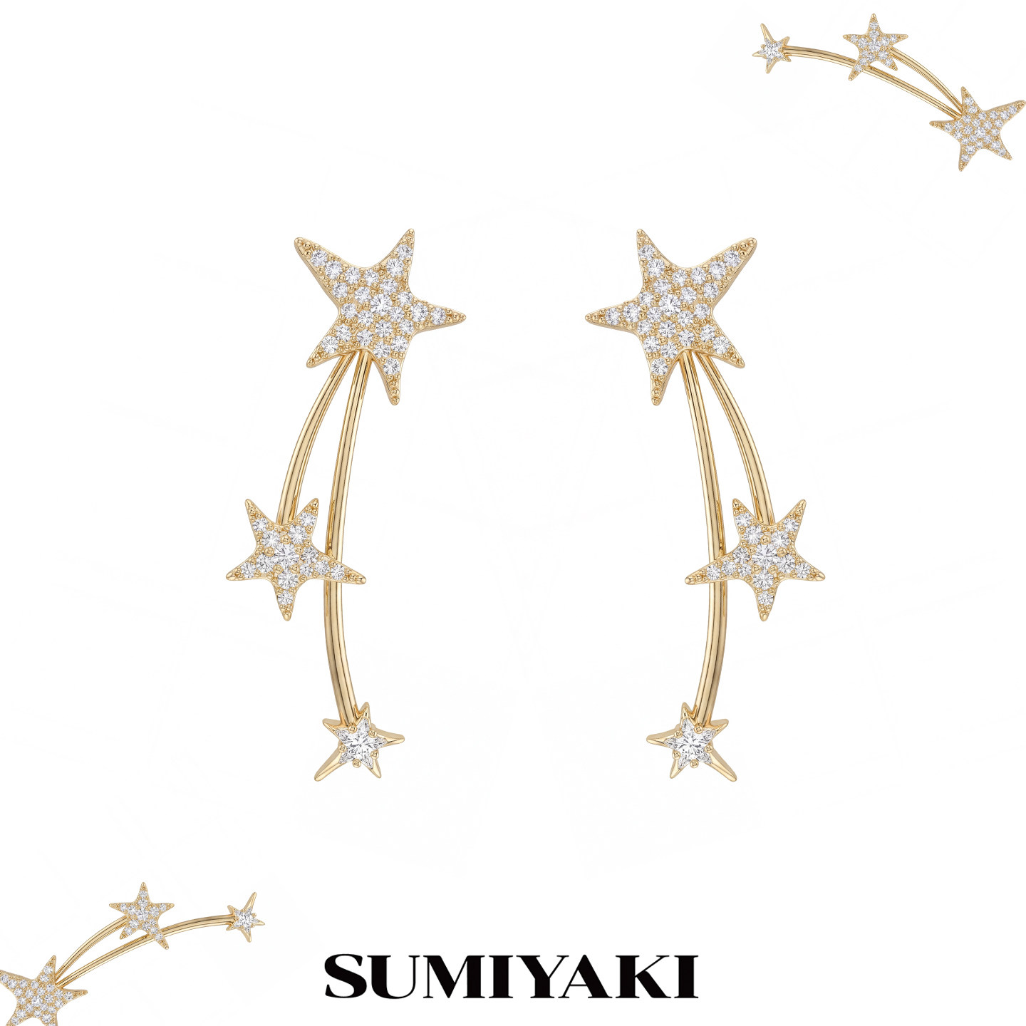 SUMIYAKI 原创设计流星系列 爆闪满钻耳环通勤小众高级感耳钉耳饰