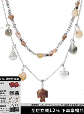 天然石水晶轻奢叠戴双层项链