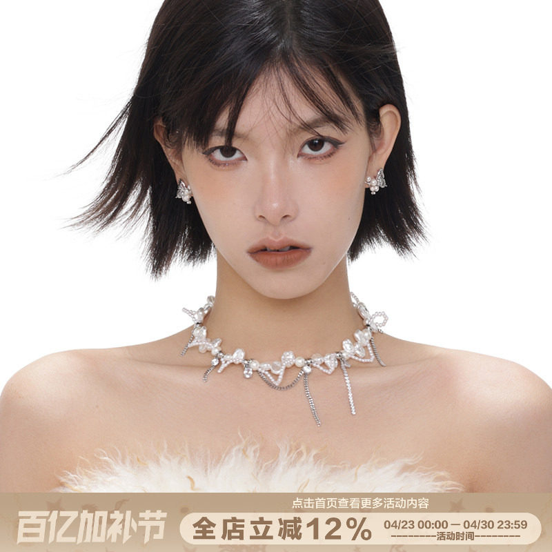 结构超美！原创设计手工串珠巴洛克珍珠缠绕颈链项链女轻奢小众