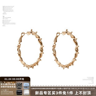 SUMIYAKI 桂冠日轮系列 太阳神C圈耳环银针耳饰 大圈显脸小