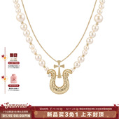 SUMIYAKI 马年系列浮雕花纹马蹄扣双层珍珠项链十字架叠戴锁骨链