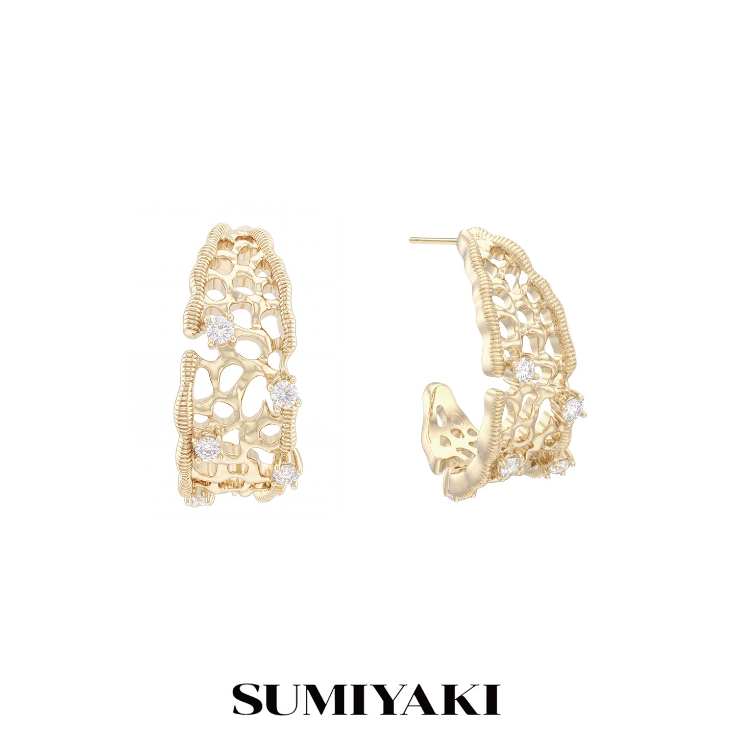 SUMIYAKI 蕾丝系列织纹耳环巨好看精致C圈耳饰独特漂亮耳环女