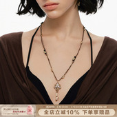 SUMIYAKI 爱锁芯系列浮雕钥匙串珠编绳项链复古毛衣链女