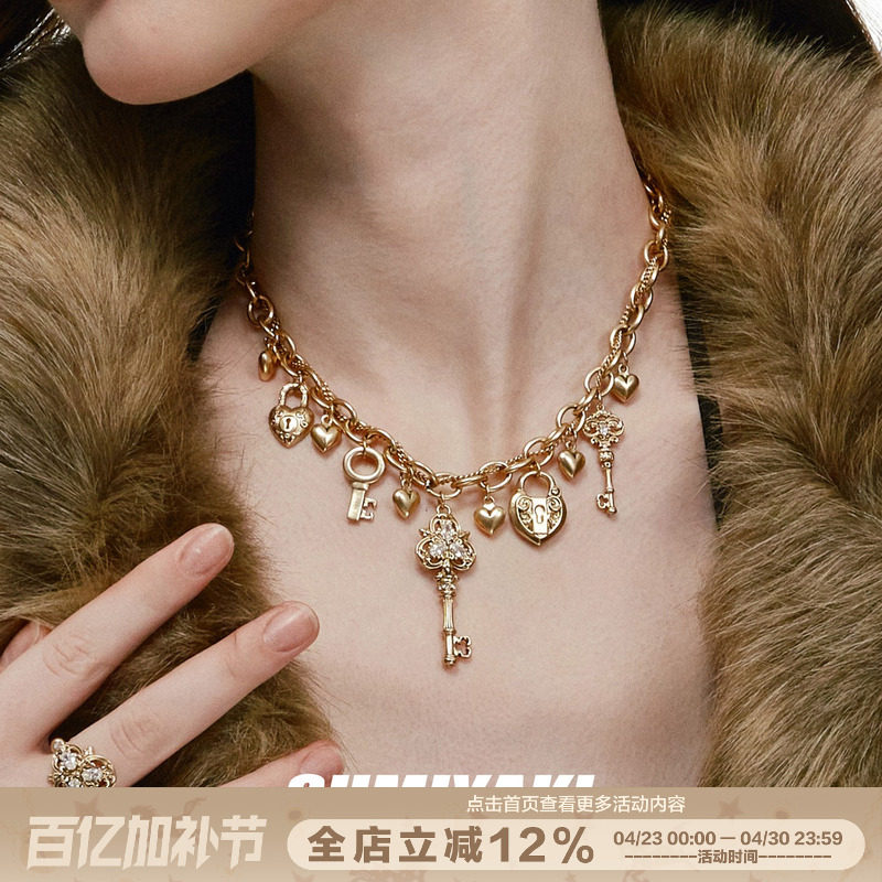 SUMIYAKI 爱锁芯系列复古金色钥匙吊坠项链女