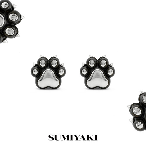 SUMIYAKI 天然木质甜酷猫爪耳环 设计师圣诞礼物s925银针耳饰