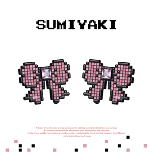 SUMIYAKI电玩系列 像素风蝴蝶结Y2K千禧辣妹风耳饰情侣闺蜜礼物