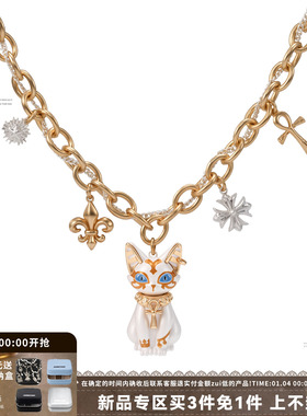 埃及法老猫项链安卡十字架锁骨链