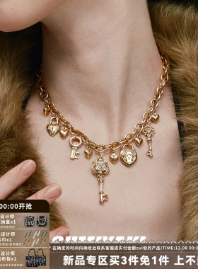 SUMIYAKI 爱锁芯系列复古金色钥匙吊坠项链女