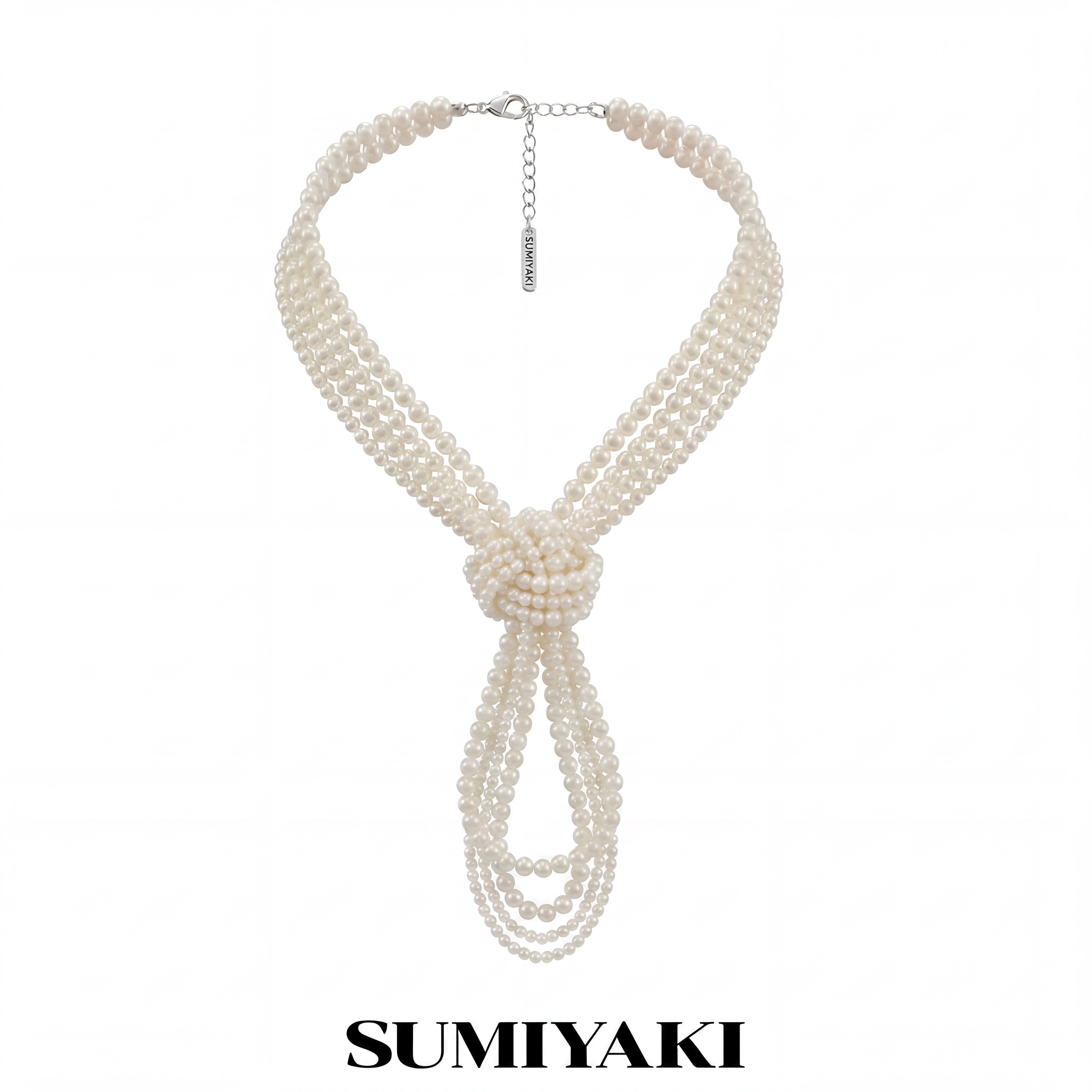 SUMIYAKI 重工感多层打结珍珠项链 高级轻奢锁骨链夸张氛围感穿搭