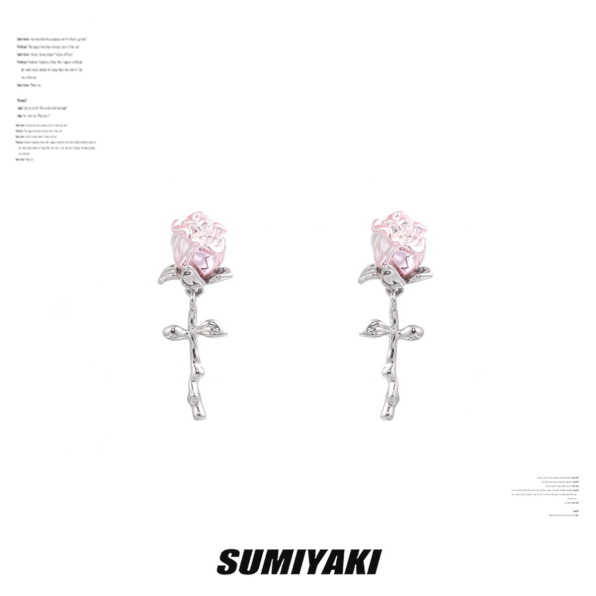 SUMIYAKI   金属少女粉玫瑰小耳环百搭甜酷显白耳饰精致小巧耳钉
