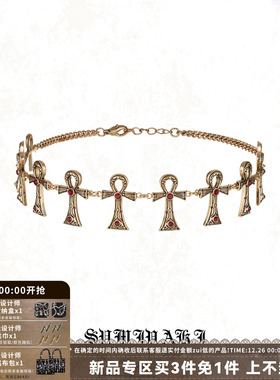 生命之匙安卡十字架复古风锁骨链