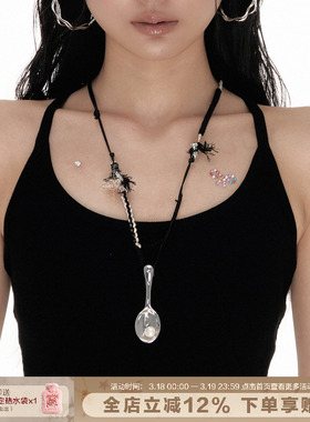 秋冬简约编绳勺子项链毛衣链女