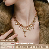 爱锁芯系列复古金色钥匙吊坠项链女 SUMIYAKI