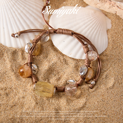 SUMIYAKI“财富之石”天然黄水晶超七能量石招财手链编绳手串礼物