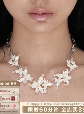 纯白鸢尾花项链小众设计配饰女